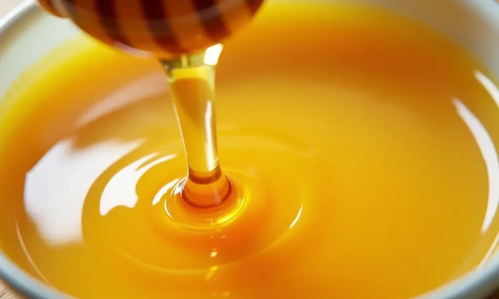 O truque para o mel se incorporar perfeitamente na base glicerinada Mel sendo incorporado em base glicerinada para sabonete artesanal.