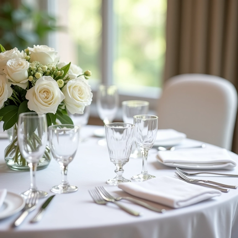 Mesa de casamento clássica com decoração elegante.