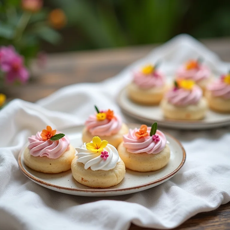 Mini bolos de suspiro individuais decorados com flores