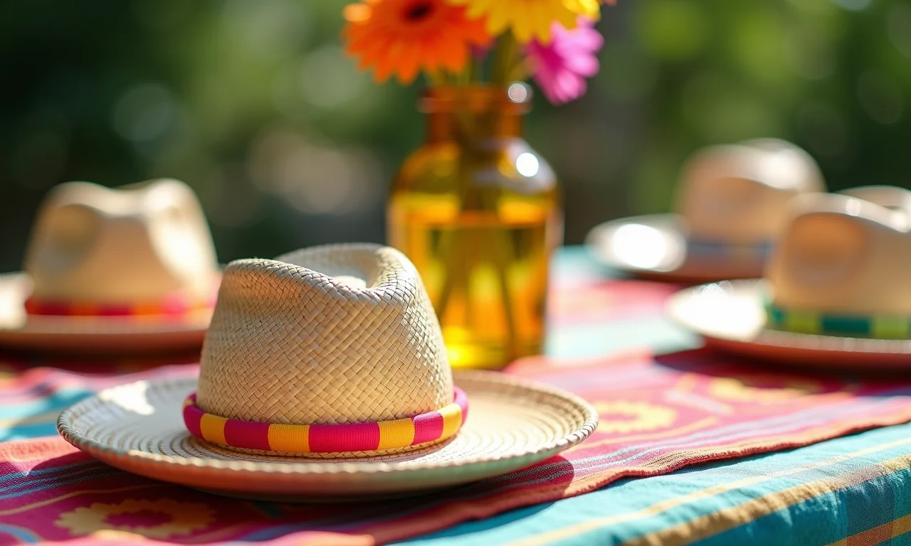 Mini chapéus de palha em EVA para enfeite de festa junina.