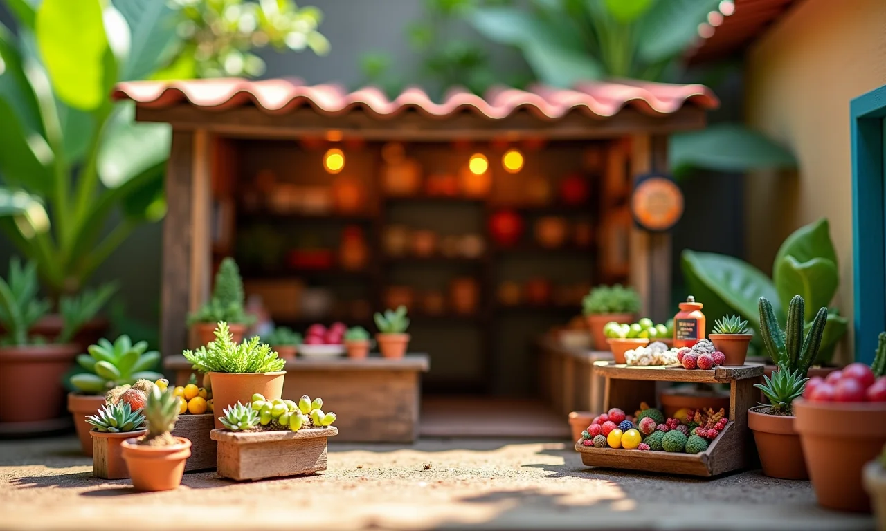 Mini mercado feito de caixa de sapato.