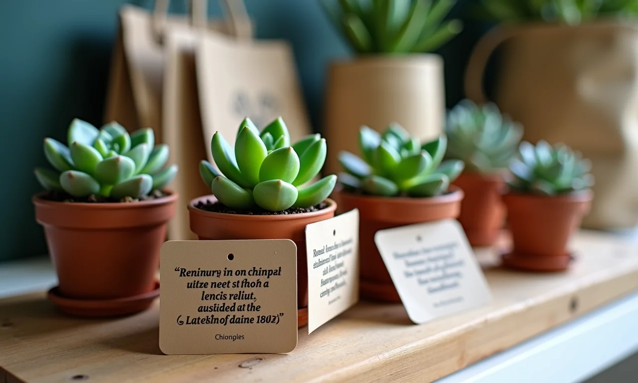 Mini suculentas e pacotes de sementes como lembrancinhas ecológicas.