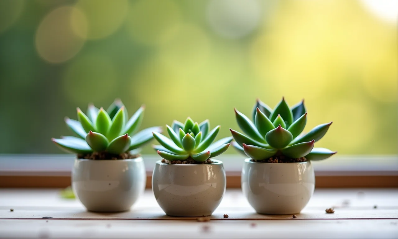 Mini vasinhos com suculentas como lembrancinhas.