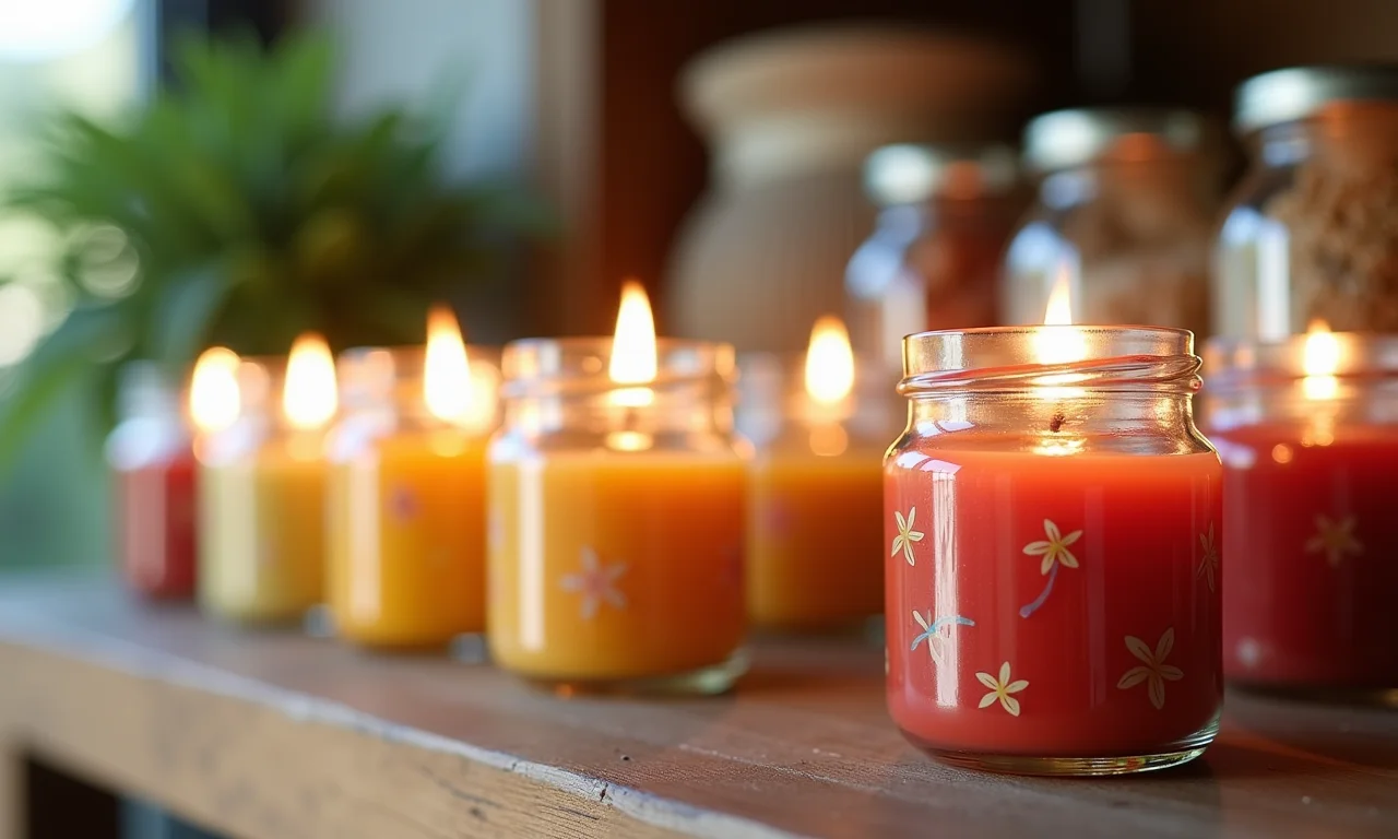 Mini velas aromáticas em potes de papinha decorados.