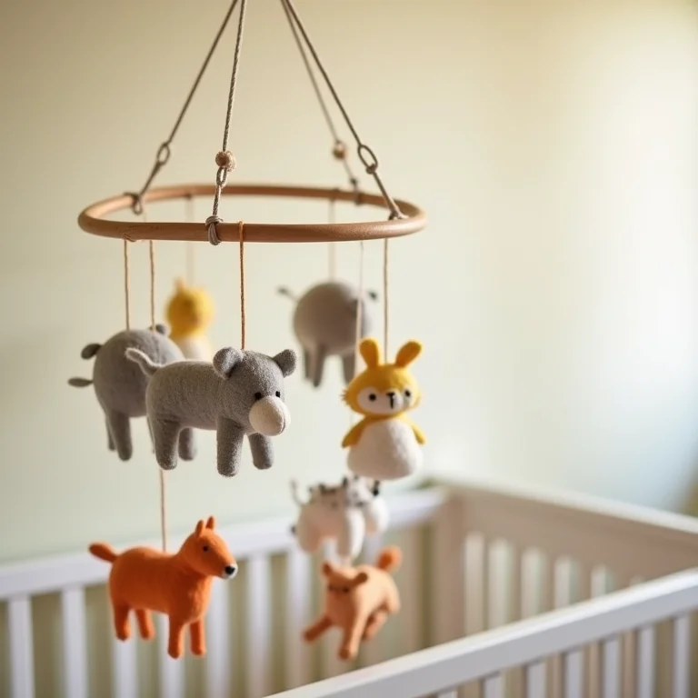 Móbile de feltro artesanal para berço de bebê