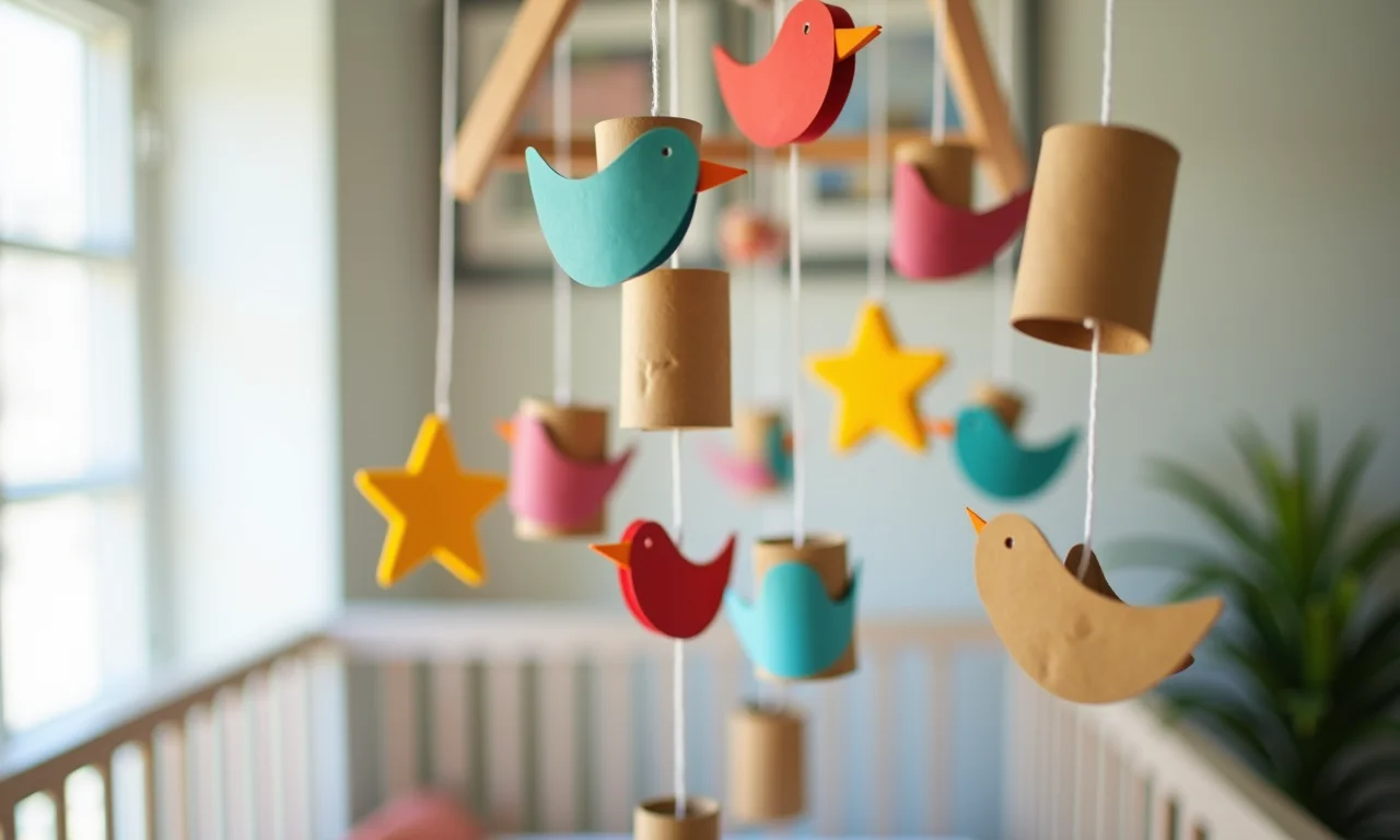 Móbiles encantadores feitos de rolo de papel higiênico.