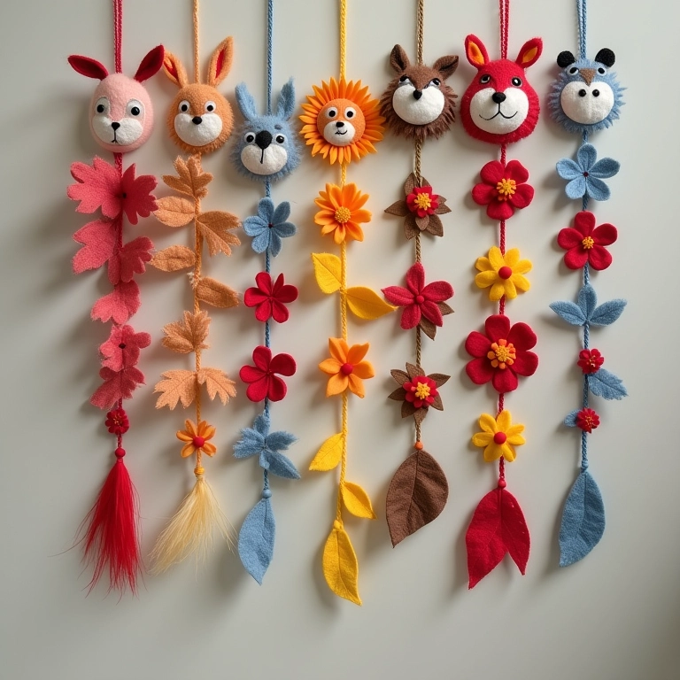 Modelos criativos de guirlandas de feltro.