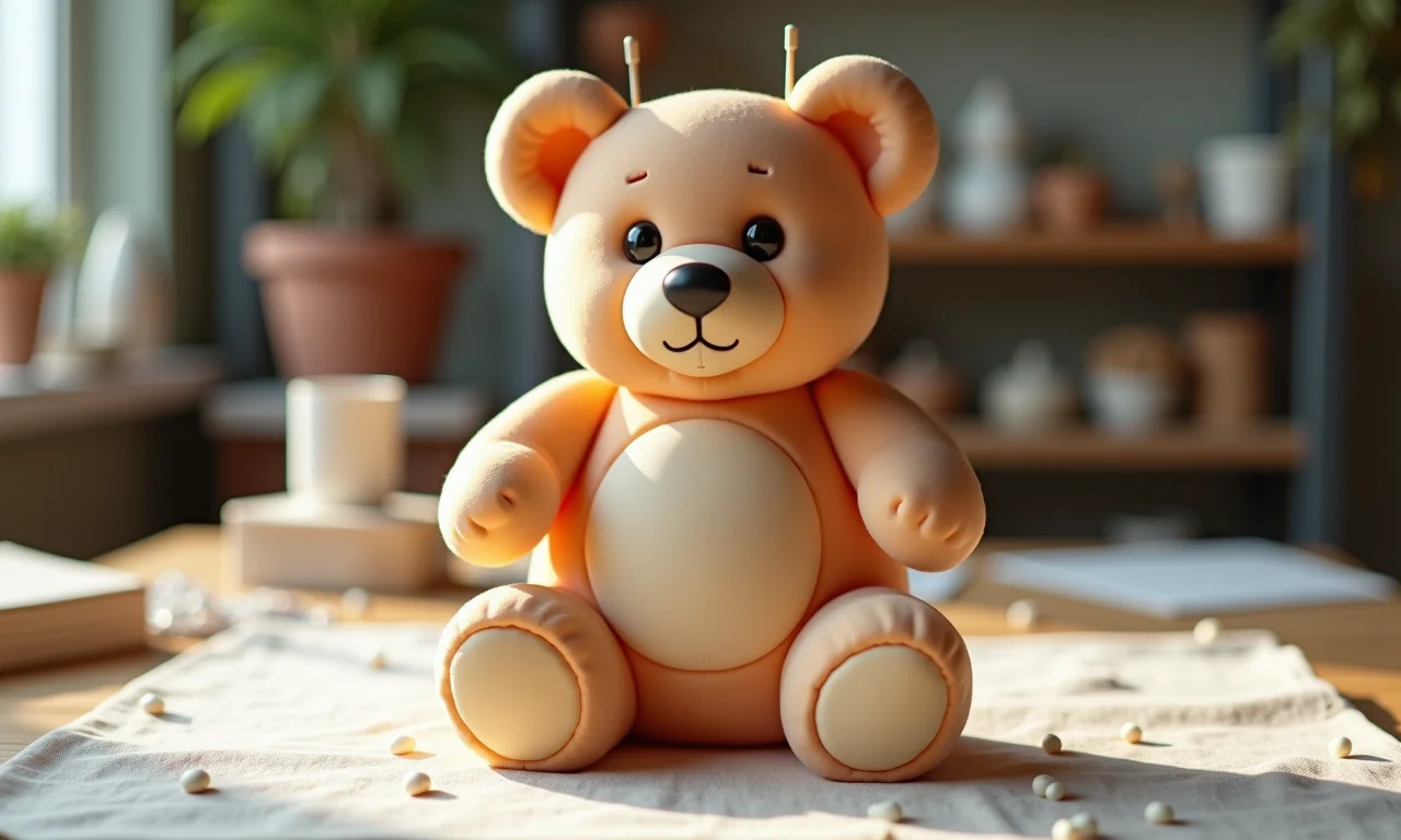 Molde de urso grande fixado em tecido, ideal para decoração impactante.