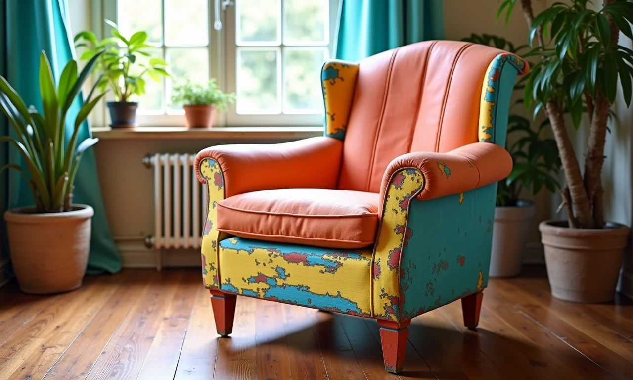 Móveis customizados, pintados em cores vibrantes.