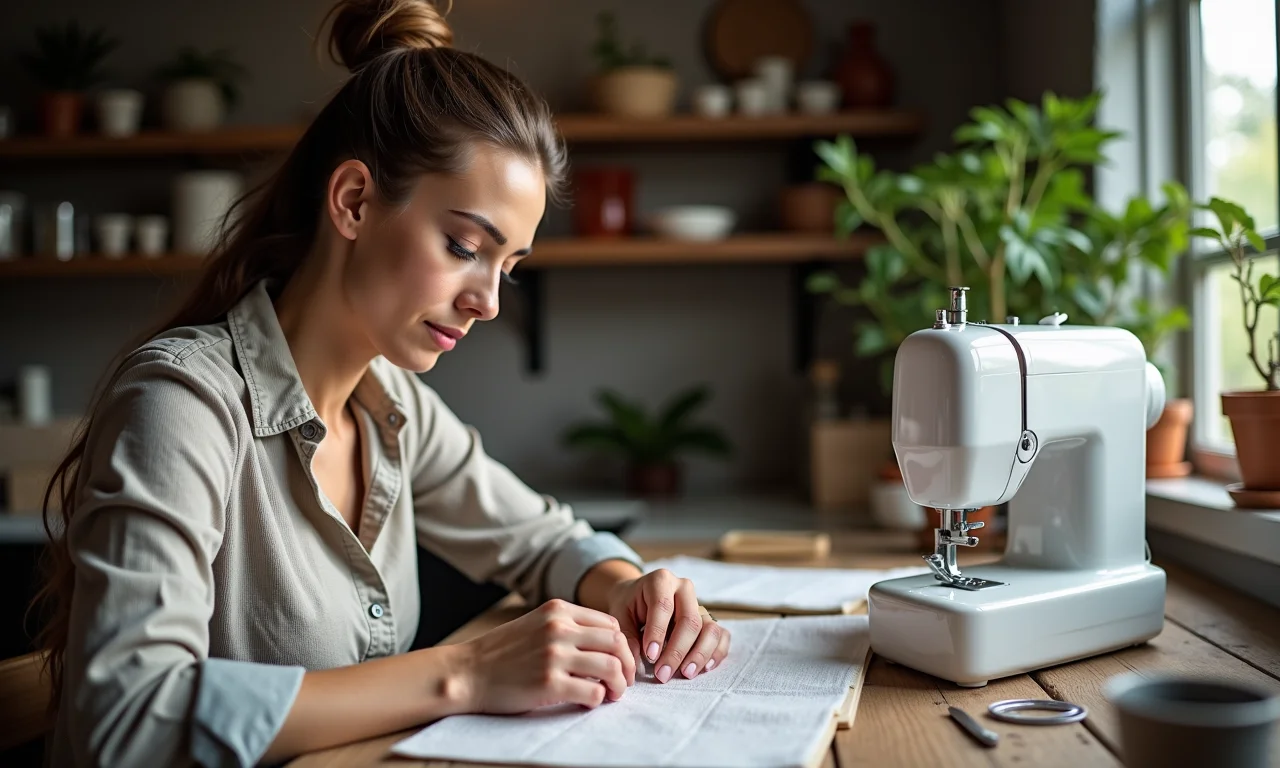 Mulher desfazendo erro no ponto cruz com calma.
