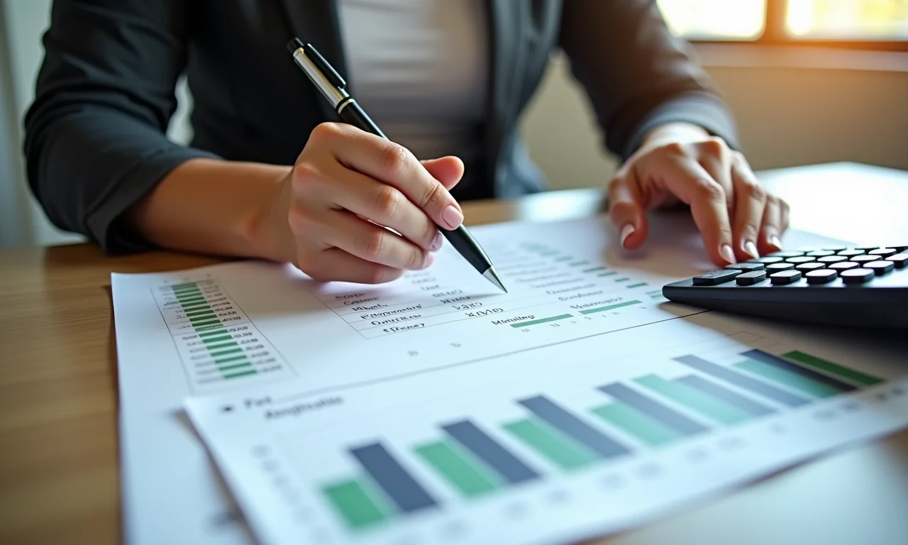 Mulher planejando o orçamento para lembrancinhas corporativas.