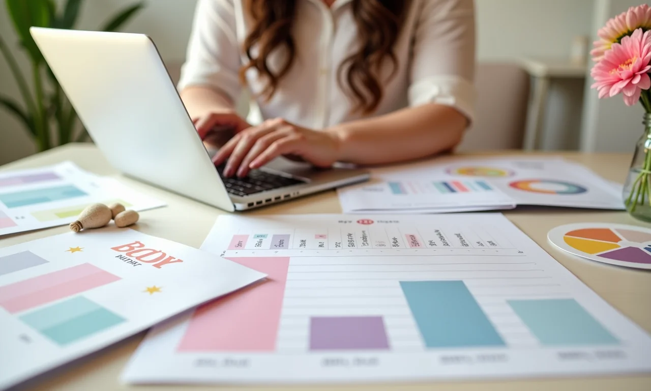 Mulher planejando orçamento para chá de bebê.
