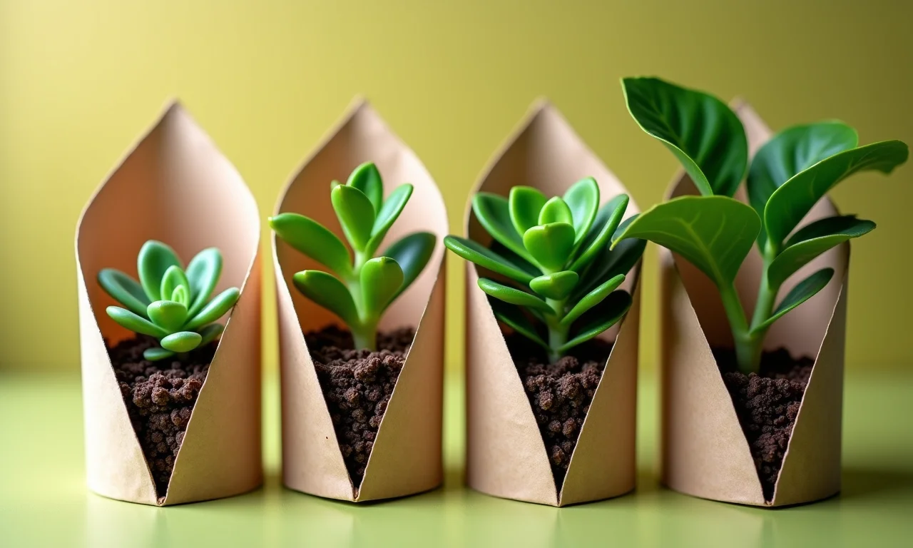 Nichos decorativos para plantas feitos com rolos de papel, estilo Farm Rio.