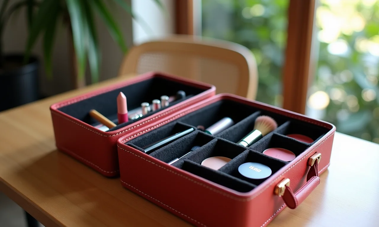 Organizador de maquiagem feito com caixa de sapato.