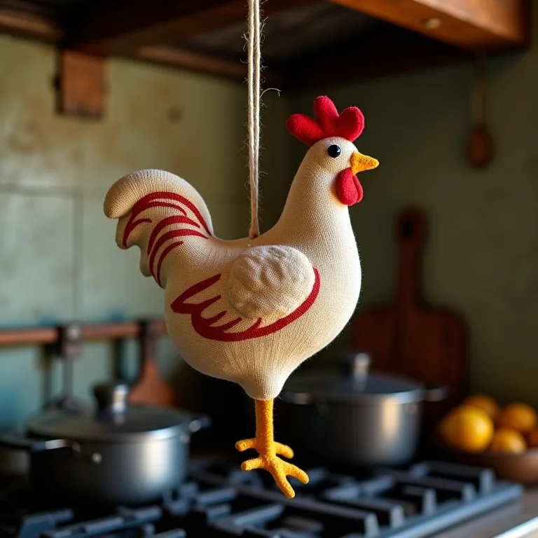 Pano de prato de galinha na cozinha