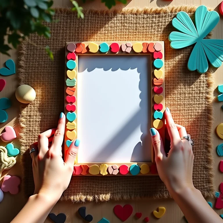 Passo a passo da montagem de um porta retrato em EVA.