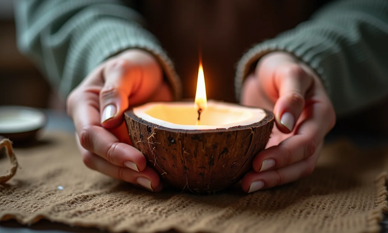 Passo a passo para criar vela em casca de coco.