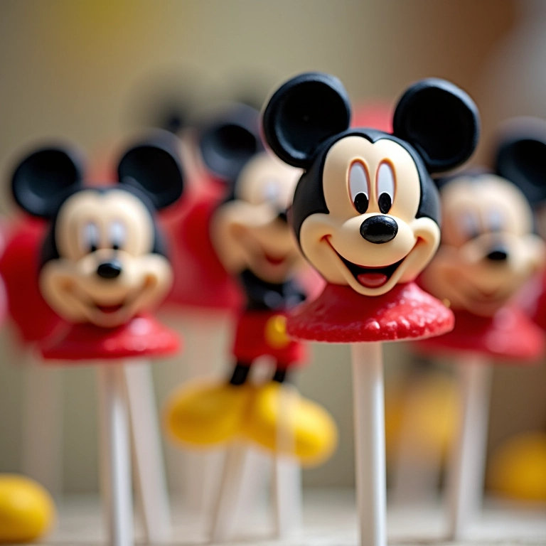 Pirulitos personalizados com fotos do Mickey Mouse.