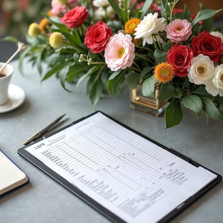 Planilha de planejamento de enfeites de mesa para casamento.