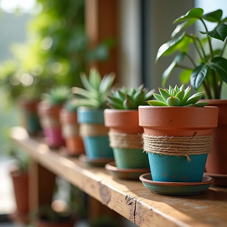 Potes de plástico personalizados com diferentes técnicas de artesanato