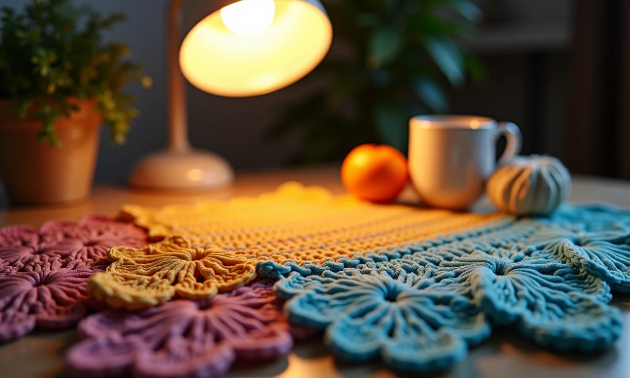 Projeto de crochê bem iluminado com luz natural.