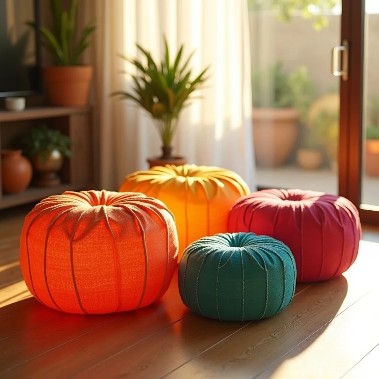 Puffs de garrafa PET em diversos estilos