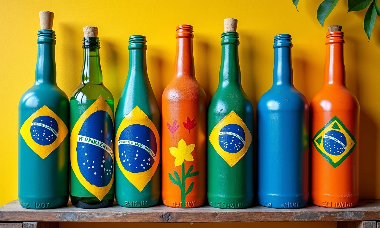 Quadros e murais originais com garrafas.