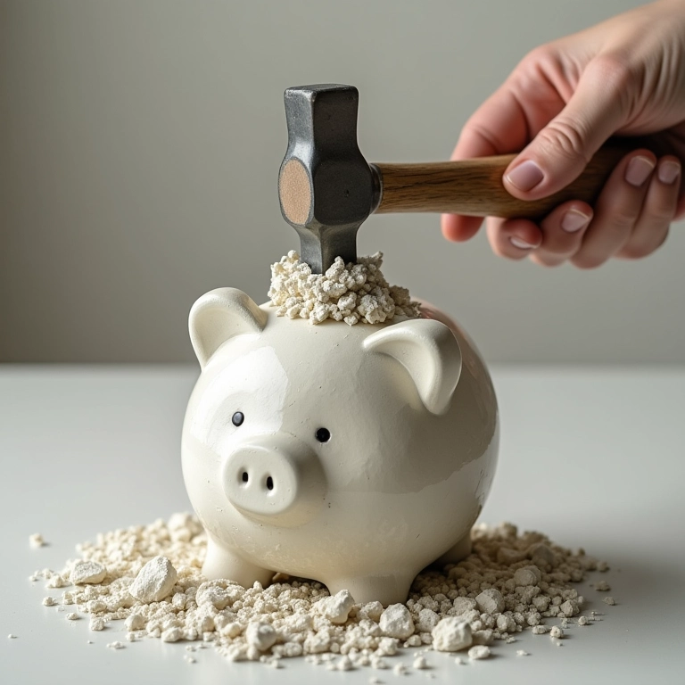 Quebrando o cofre de gesso sem fazer sujeira.