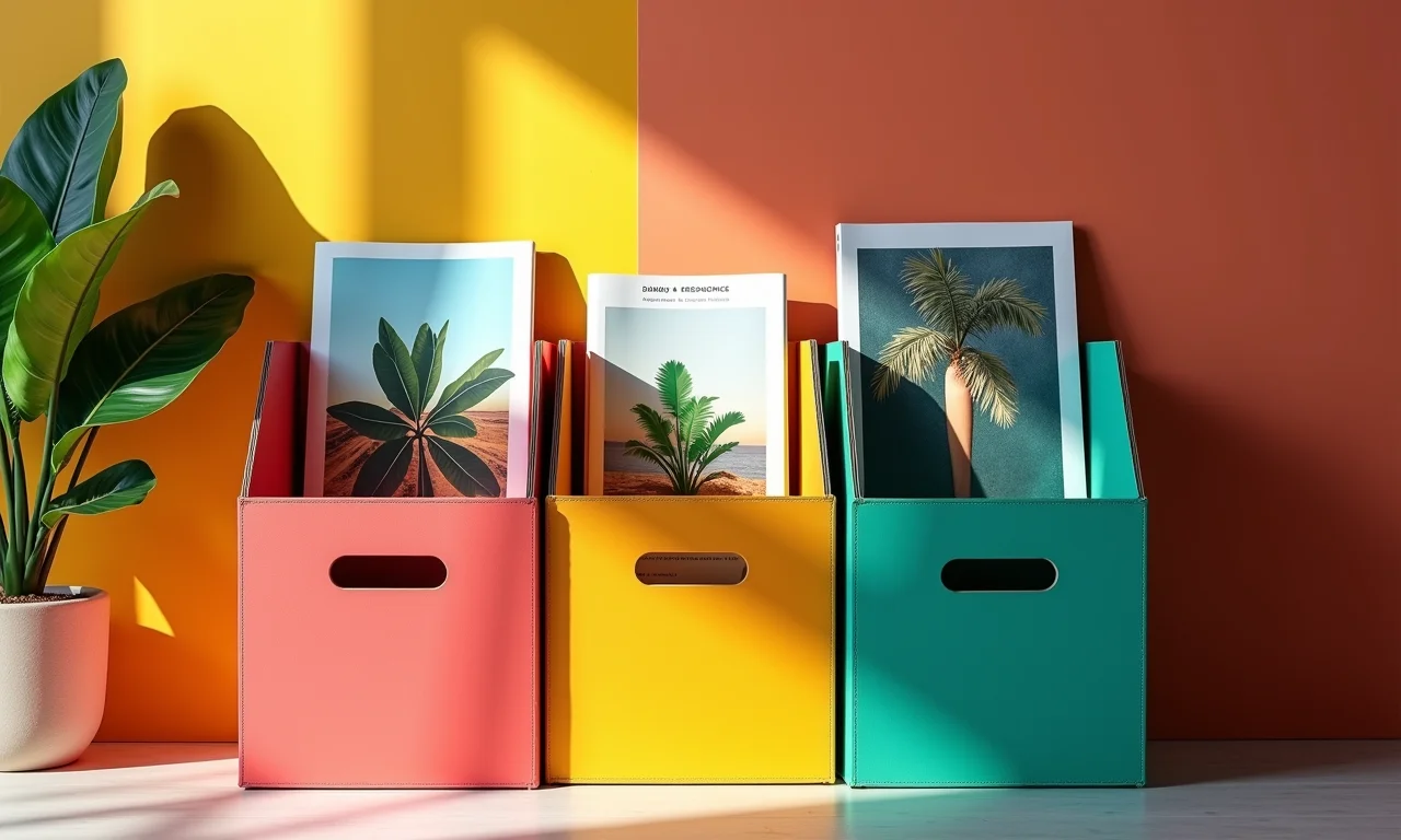 Revisteiro criativo feito de caixas de sapato.