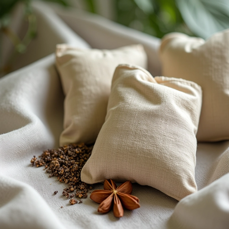 Sachês perfumados com ervas e especiarias.