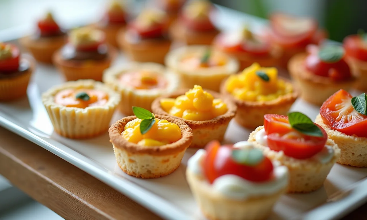 Salgados variados para um chá de bebê.