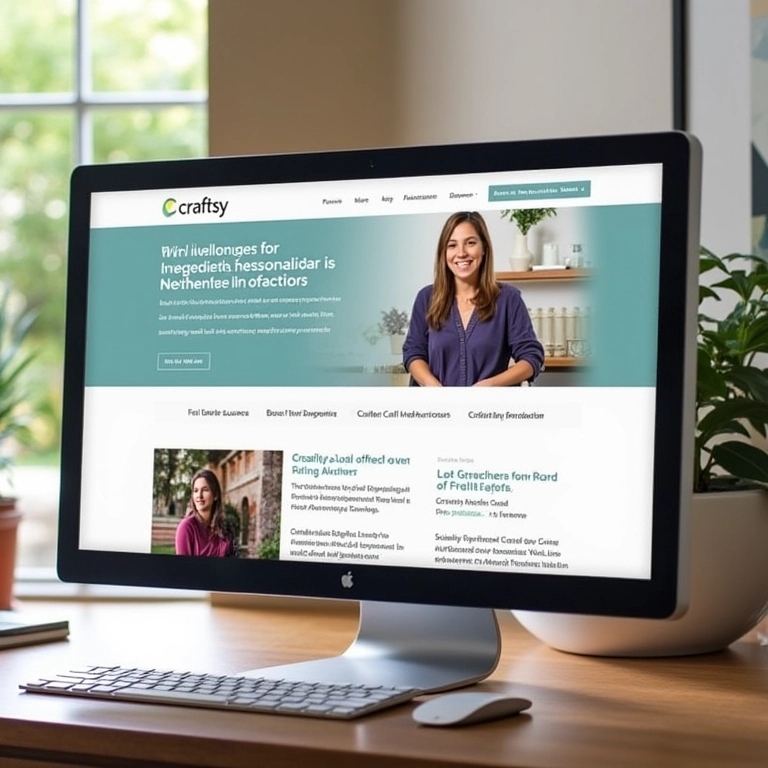 Site Craftsy exibido em um computador com cursos de artesanato online.