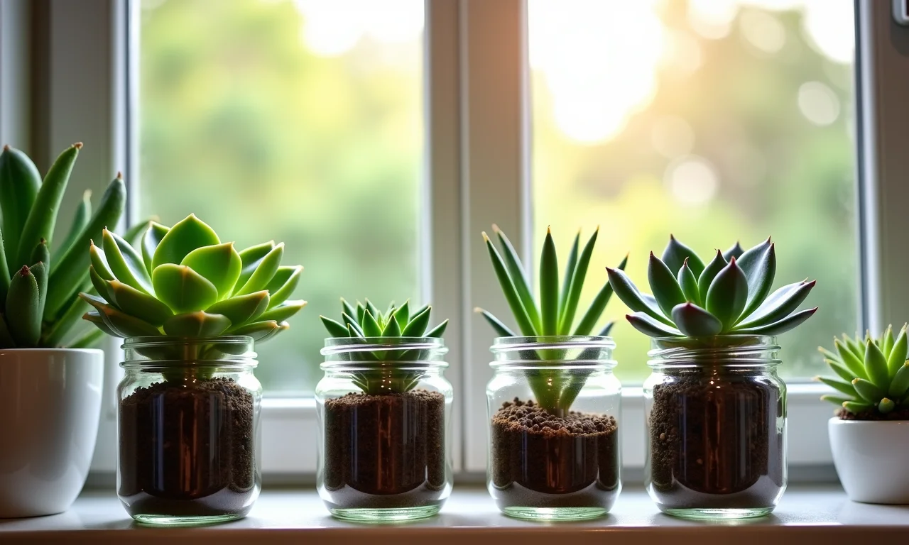 Suculentas e mini jardins em potes de papinha.