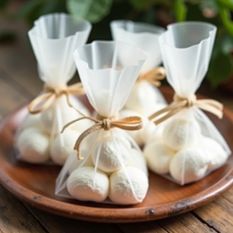 Suspiros tradicionais embalados para presente de casamento