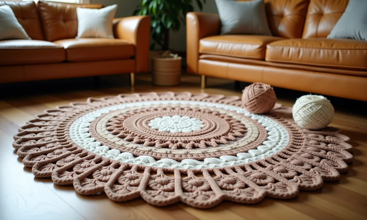 Tapete de crochê com barbante extra.