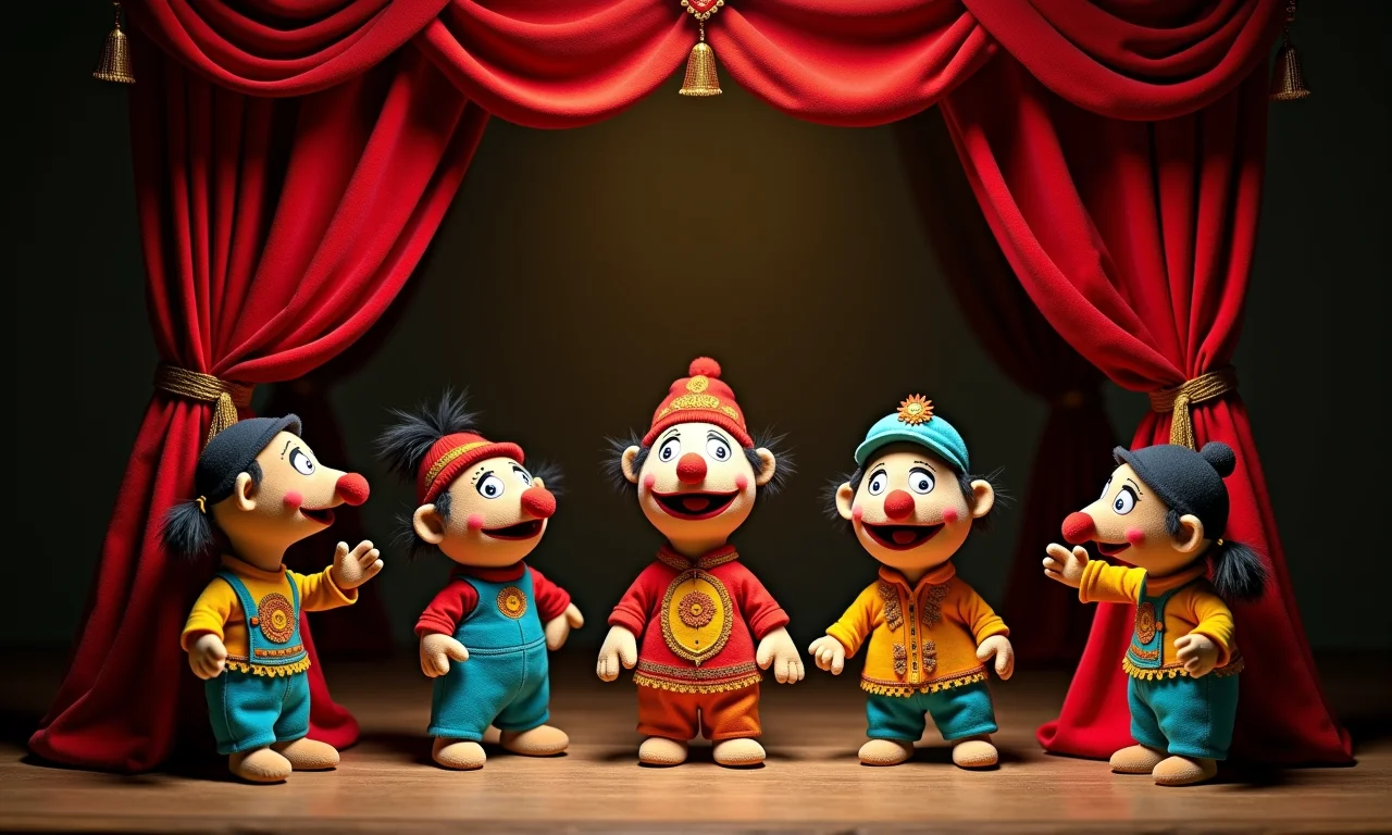 Teatro de fantoches feito de caixa de sapato.