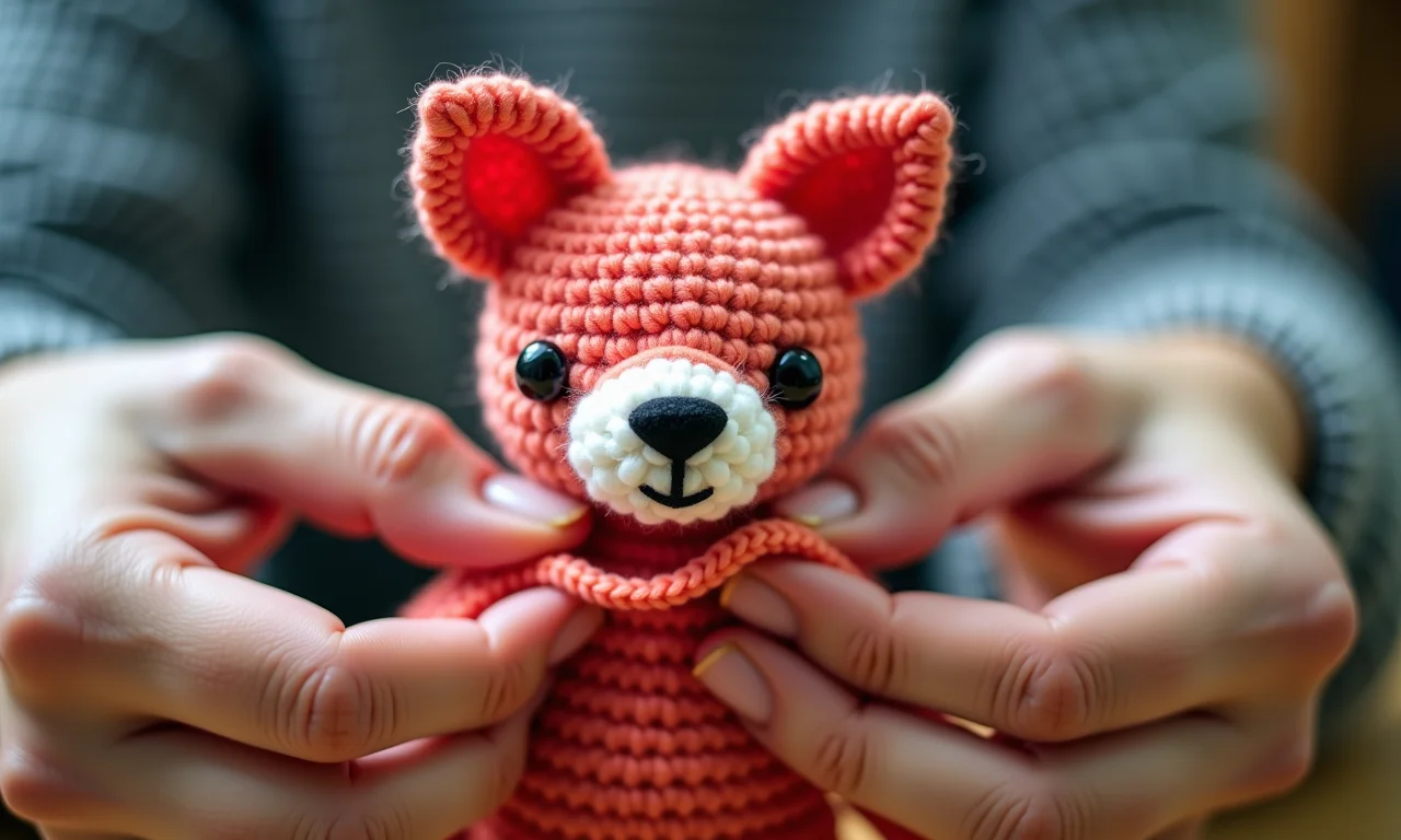 Técnica para evitar vazamento de enchimento em amigurumi.