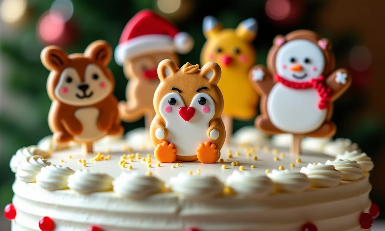 Toppers de bolo personalizados em biscuit para decoração de festa.