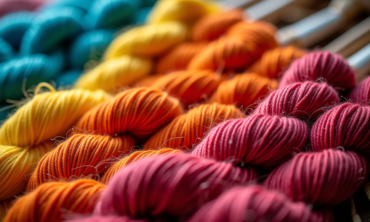 Variedade de linhas e fios coloridos para crochê.
