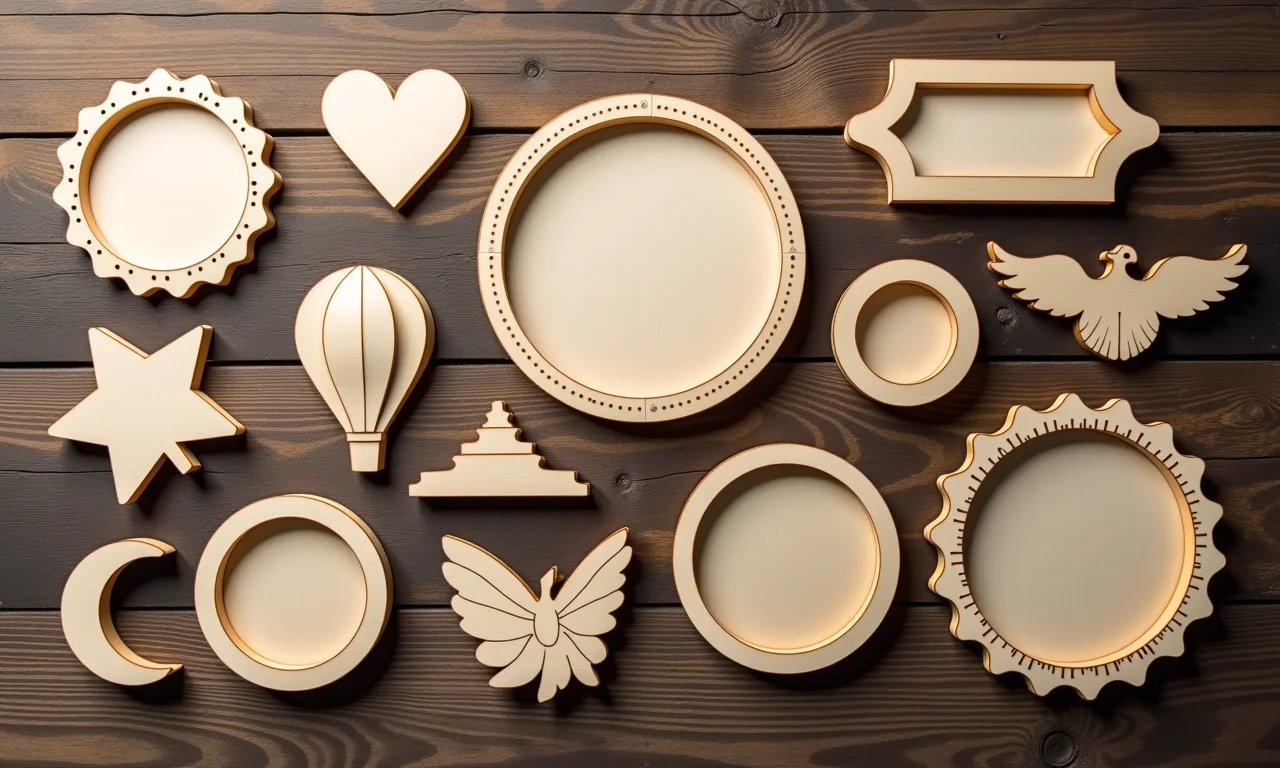 Variedade de peças de artesanato em MDF.