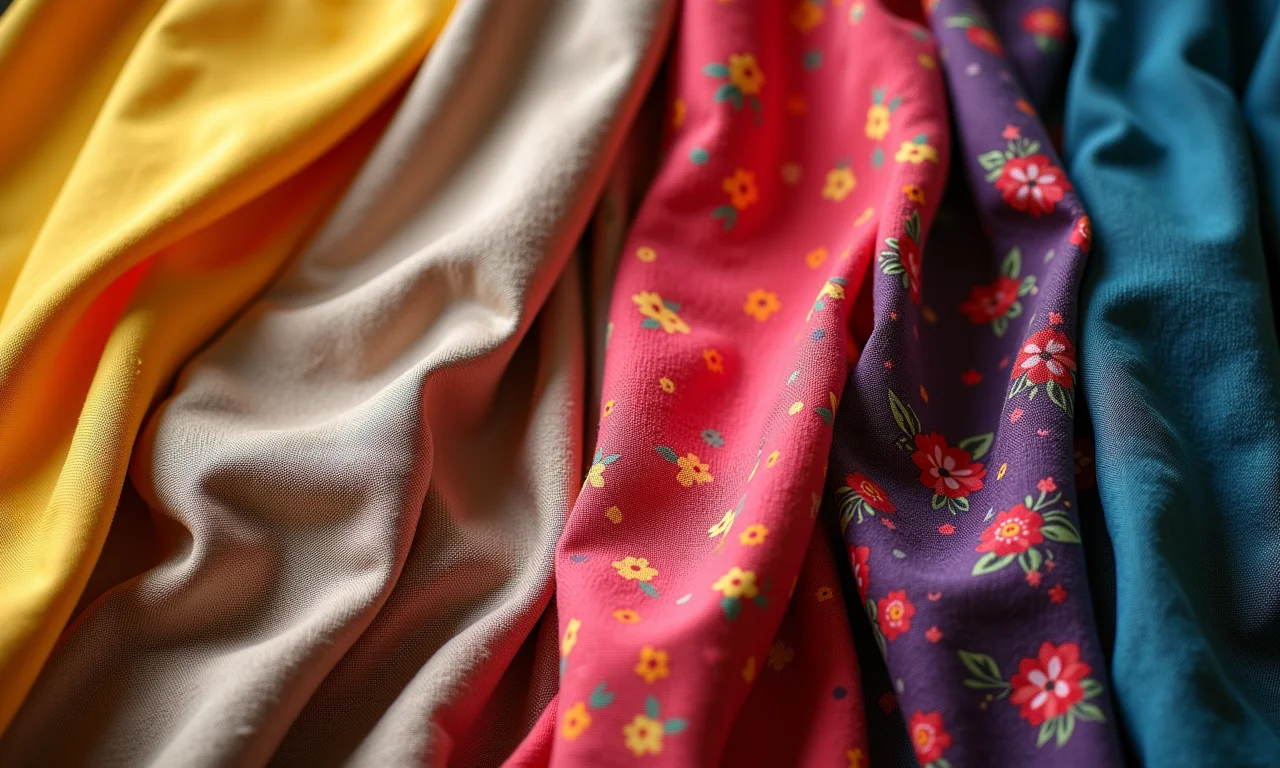 Variedade de tecidos ideais para bonecas de pano, com texturas e cores diversas.