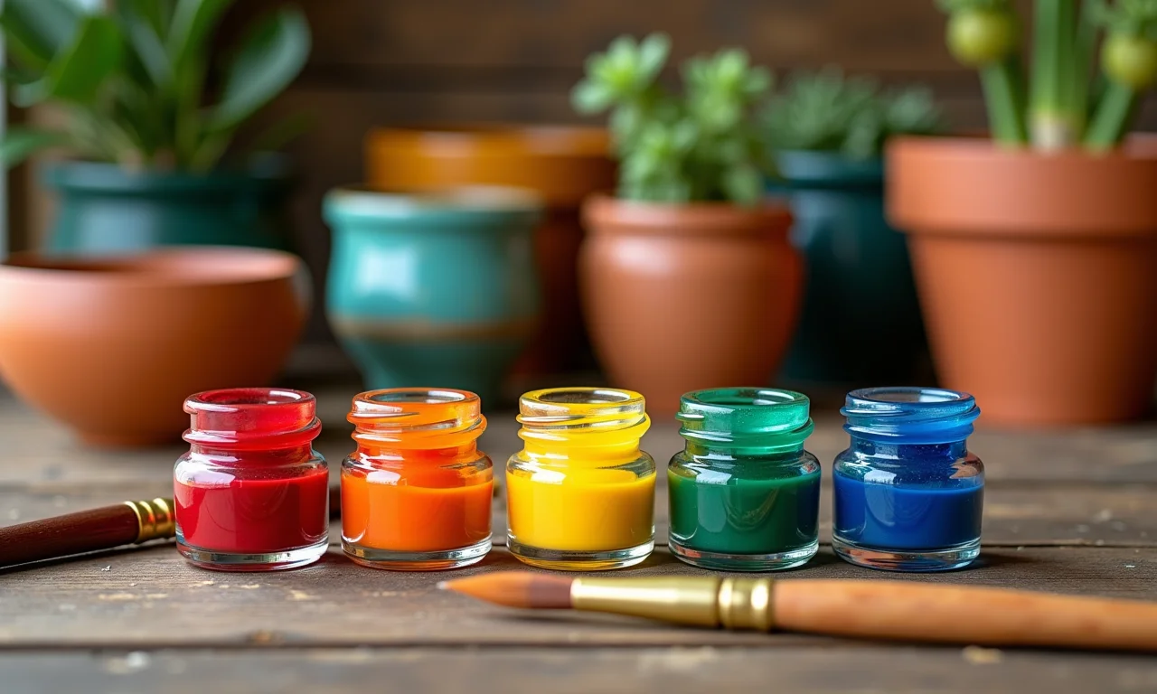 Variedade de tintas coloridas para vidro.