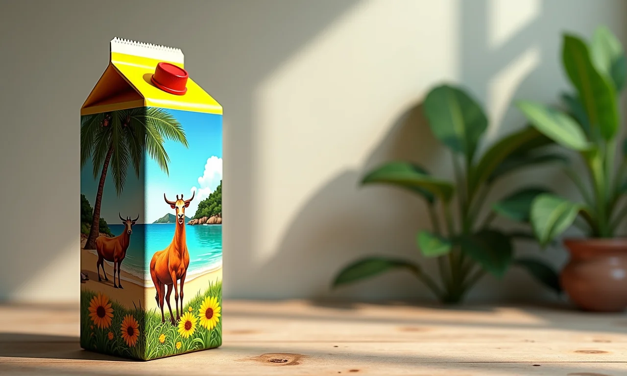 Vaso de caixa de leite com arte em decoupage.