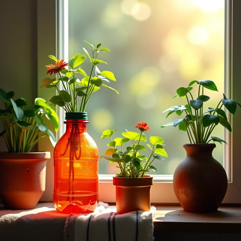 Vaso de flor feito de garrafa PET reciclada