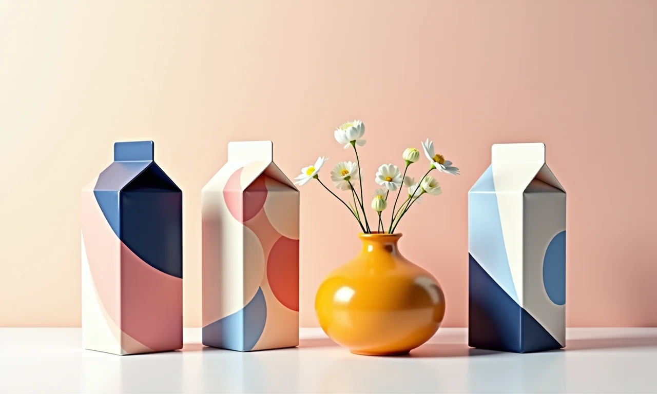 Vasos com pintura geométrica, estilo moderno.