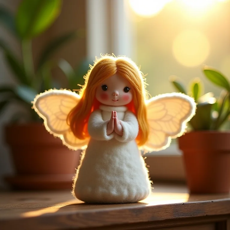 Anjinho de feltro para lembrancinha de batizado