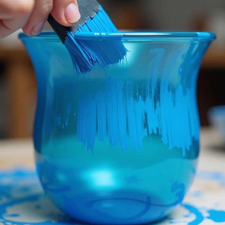 Aplicação incorreta de tinta grossa em vidro para artesanato