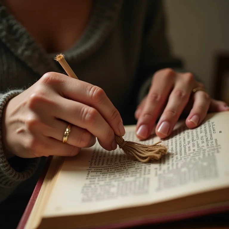 Artesã criando marcadores de página com detalhes em juta para lembrancinhas de casamento.