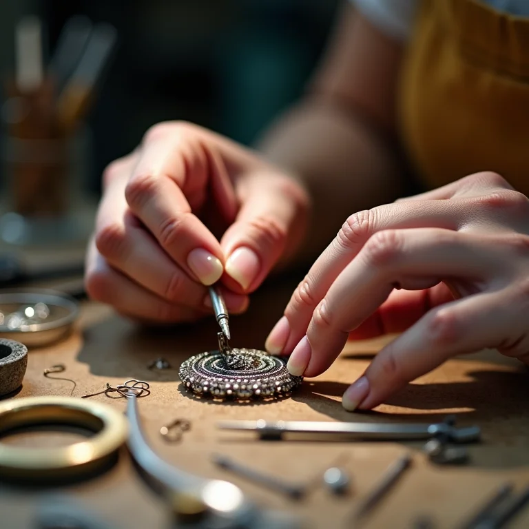 Artesã criando peças de bijuteria originais e únicas