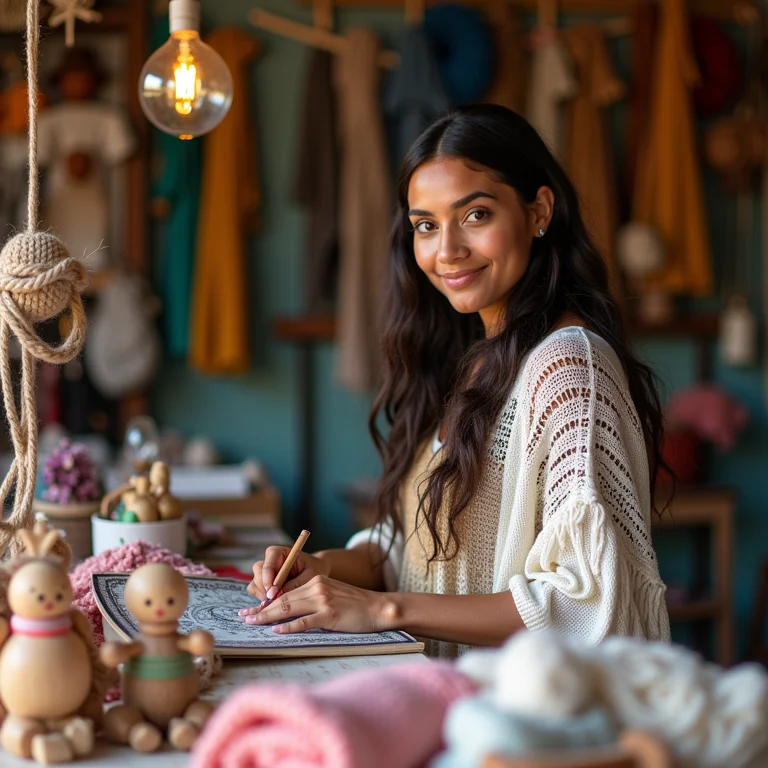 Artesã oferecendo atendimento personalizado em sua loja